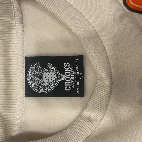 Crooks & Castles Cream Logo Crewneck Sweatshirt (S) Streetwear Graphic Pullover - Picture 2 of 6